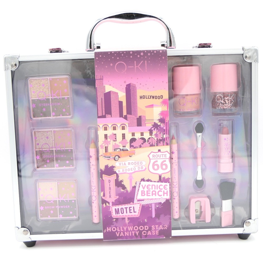Q-KI Hollywood Star‎ Vanity Case 20 Pc Makeup Set for Eyes, Lips, Face, Nails
